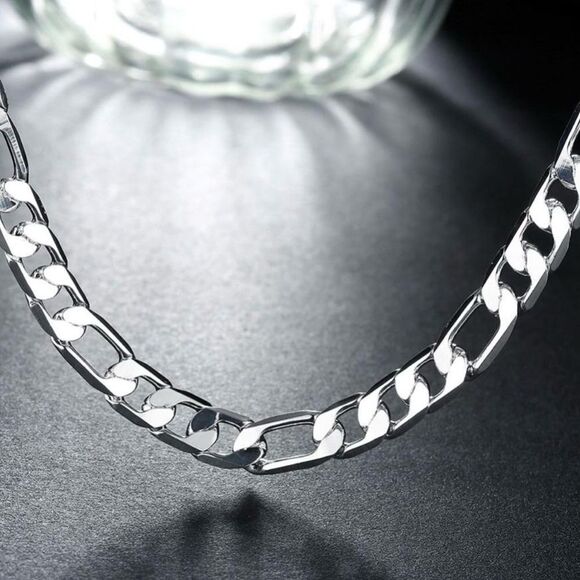 ✨ New Sterling 925 silver 22 inch sparkling 8 mm link chain ✨ - Picture 1 of 12